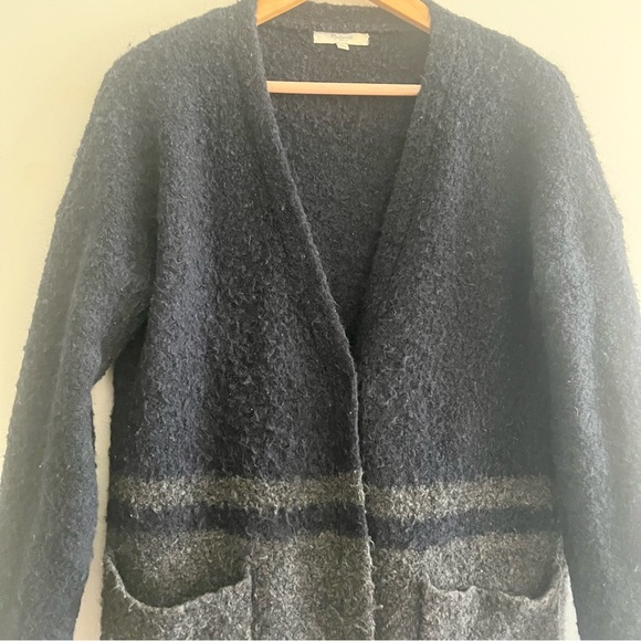 Madewell Boucle Wool Alpaca Blend Blue Gray ColorBlock Two Button Cardigan XS - Picture 3 of 9